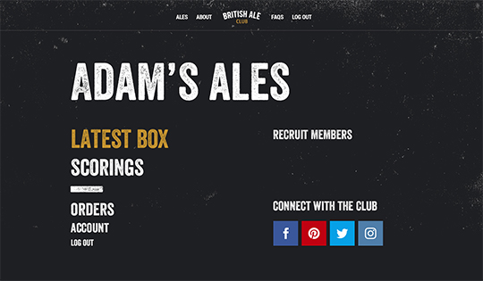British Ale Club profile page