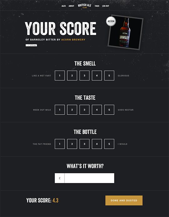 British Ale Club your score page