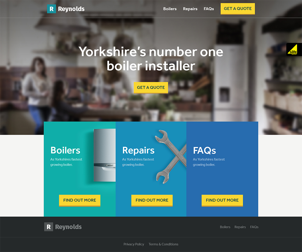 Reynolds Boilers homepage screenshot