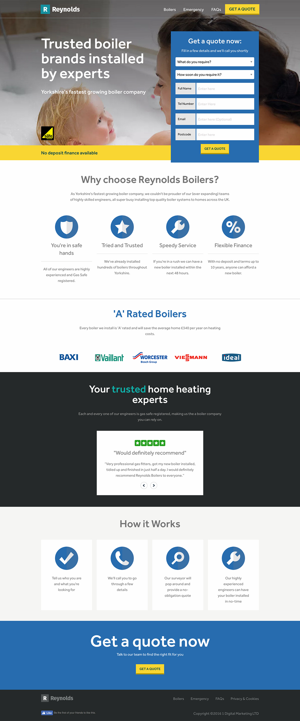 Reynolds Boilers landing page screenshot